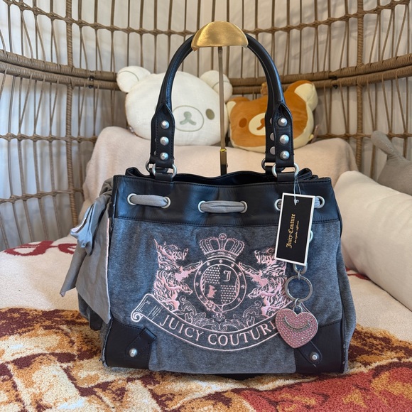 Juicy Couture Handbags - FOR SALE 💖🩶 2012 NWT Juicy Couture Scottie Daydreamer – Grey with Pink Crest